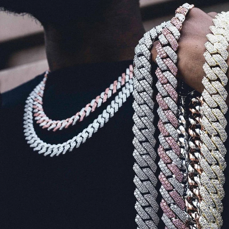 

Luxury Iced Out 2 Rows CZ Diamond Cuban Link Chain 18k Gold Plated Brass Cadenas Heavy Fashion Hip Hop Jewelry Necklace For Men