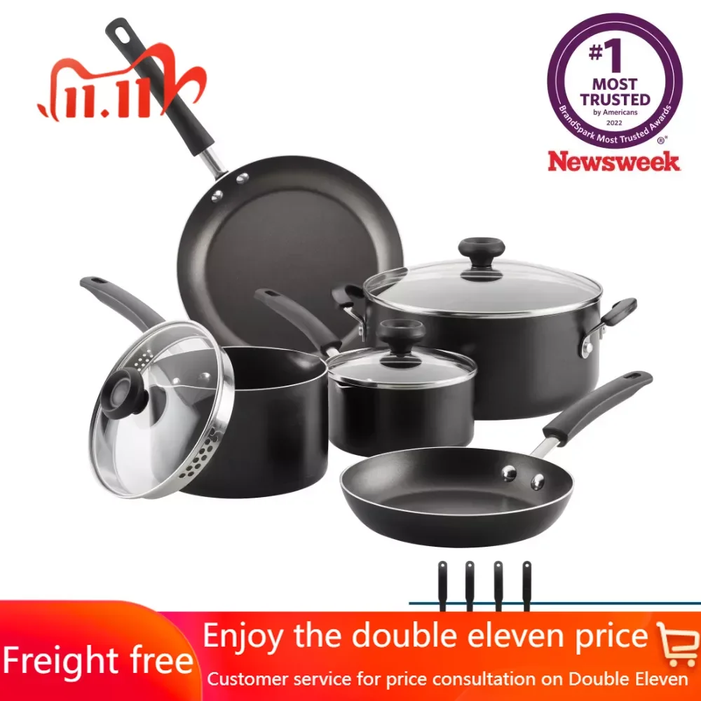 

Набор антипригарных кастрюль и сковородок, 12 предметов, Легкая очистка, из нержавеющей стали, кухонная посуда