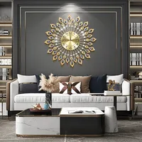 Wall Clocks Crystal Modern Elegant Design with Dial Arabic Numberals Non-Ticking Silent Shining Round Decorative Wall Clocks - Image 4