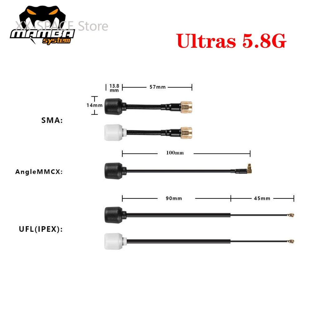 

DIATONE MAMBA ULTRAS 5,8G антенна SMA/UFL(ipex) AngleMMCX RHCP/LHCP частотный диапазон (МГц) 5500-6000 2.5dBi для гоночного дрона RC FPV
