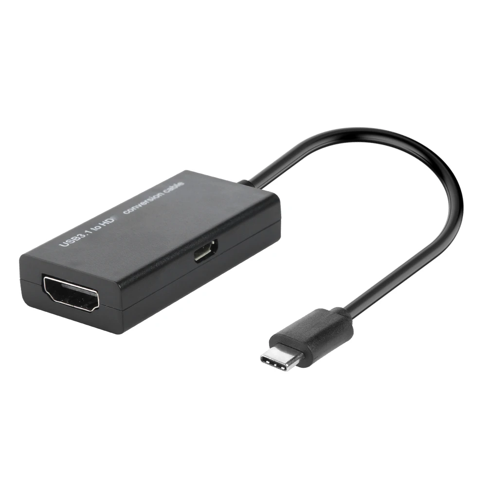 MHL 안드로이드 휴대폰 태블릿용 USB 3.1 C 타입에서 HDMI 호환 암 어댑터