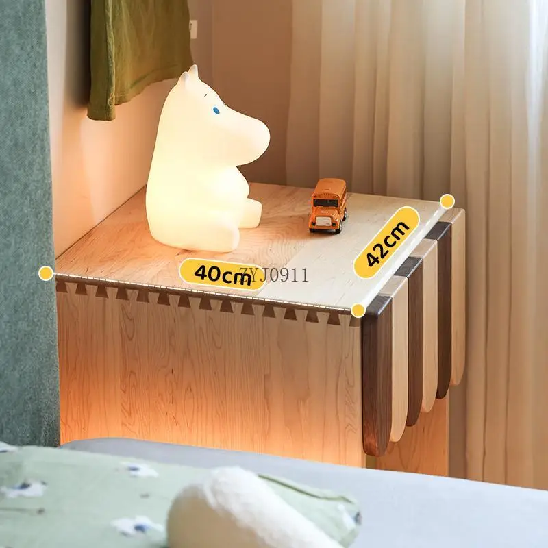 Solid wood children's bedside table Modern simple bedroom storage cabinet Nordic color matching locker