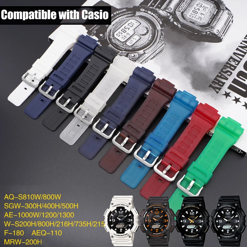 18mm Strap for Casio Watches AQ S800/AQ S810W SGW 400H/300H/500H W 735H AE  1000W/1200/1300 Rubber Resin Watch Band Accessories| | - AliExpress