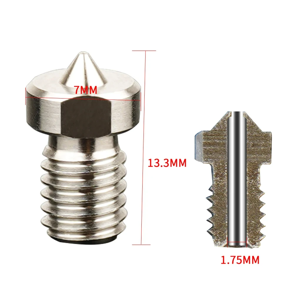 고강도 TC4 티타늄 합금 E3D V5 V6 노즐, 1.75mm PLA ABS TPU PETG 필라멘트용 3D 프린터 노즐, 0.3mm, 0.4mm, 0.5mm, 0.6mm