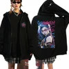 Arcane-Jinx Graphic Zipper Hoody Men Women Hip Hop Fashion Zip Up Sweatshirt Men Oversized Pullover Hoodie Streetwear Tops 1