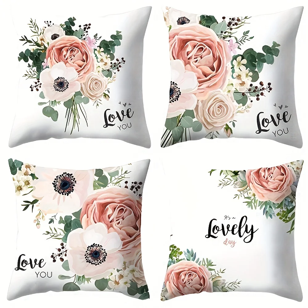 

1 Pc Super Soft Peach Skin Square Bud Letter Pillowcase for Home Sofa Decoration - Soft and Comfortable Cushion Cover