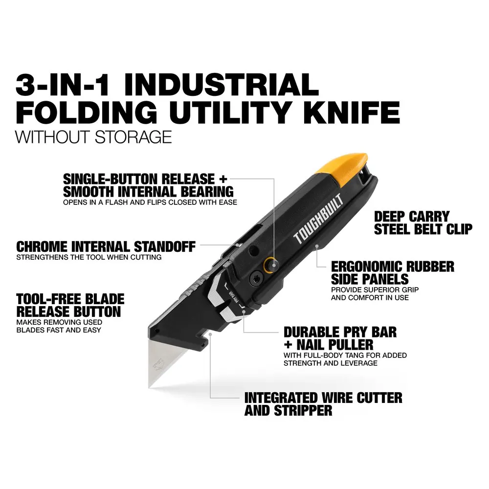 Folding Utility Knife TOUGHBUILT TB-H4-12-IST Pry Bar With Storage