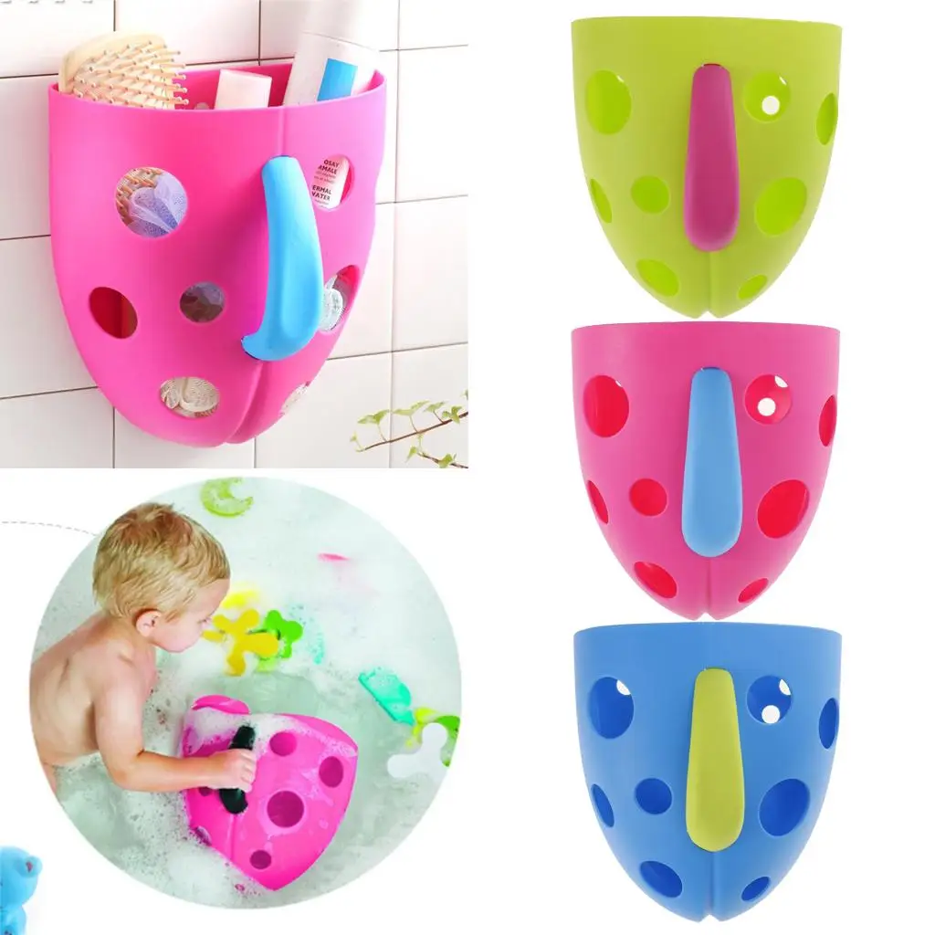 Bathroom Wall Sucker Kids Bath Toys Storage Basket Shower Toys Scoop