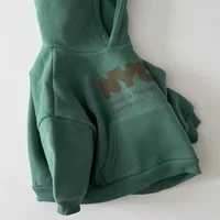 2025 automne nouveaux enfants à manches longues sweat-shirt décontracté garçons filles polaire à capuche enfants lettre imprimer chaud hauts à capuche vêtements de bébé 5