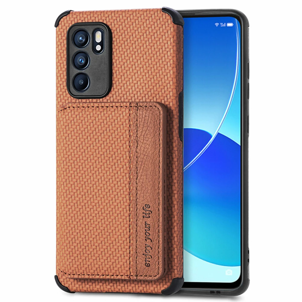 phone carrying case RFID Blocking Leather Card Magnetic Case for OPPO Reno 6 Pro Plus 5G Back Cover Reno 5 Lite 5F 5Z A74 A 54 94 Realme C25s Case neck pouch for phone