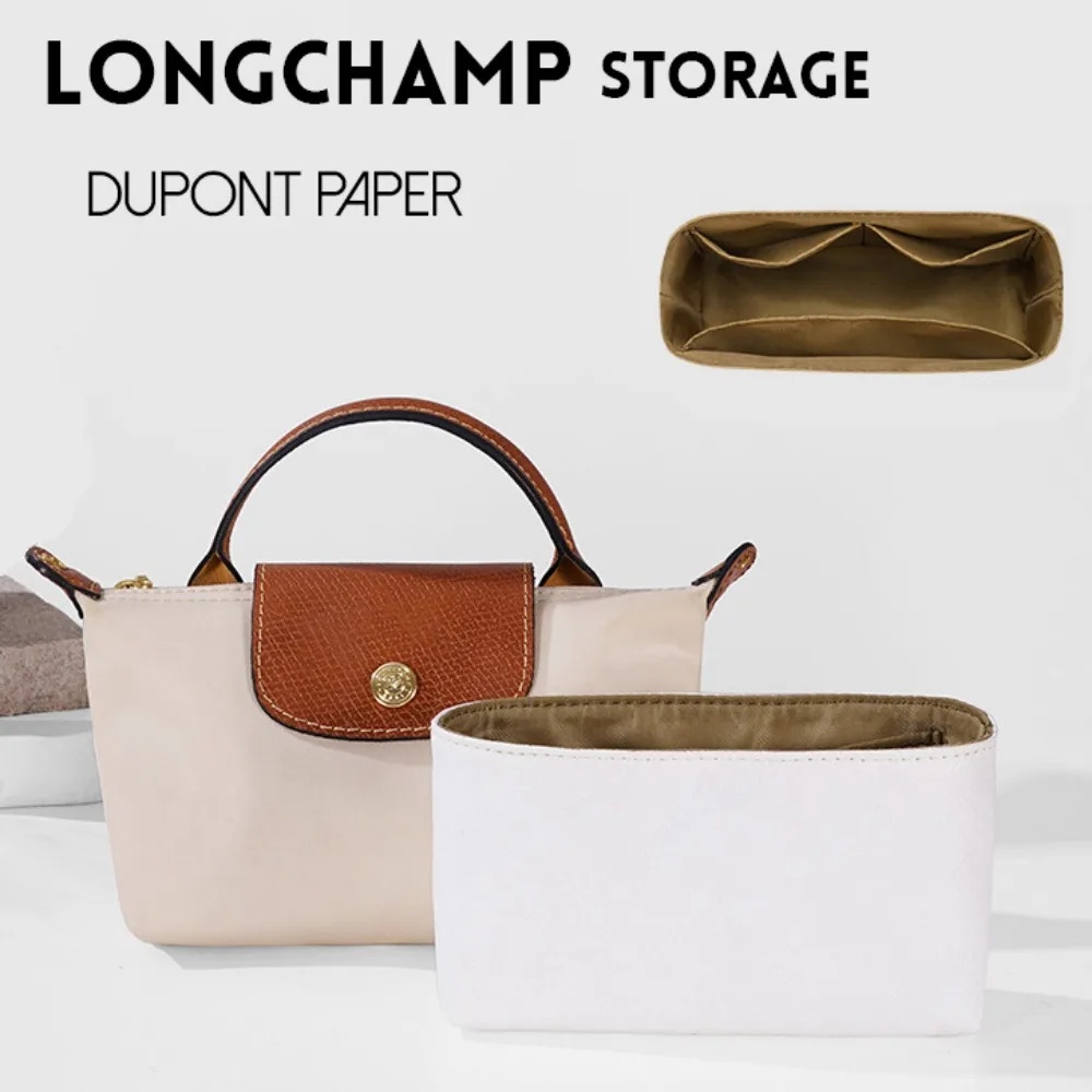 

NEW Bag Organizer For Longchamp Mini Medium Bag Purse Insert Dupont Paper Storage Bag White Color With Pocket