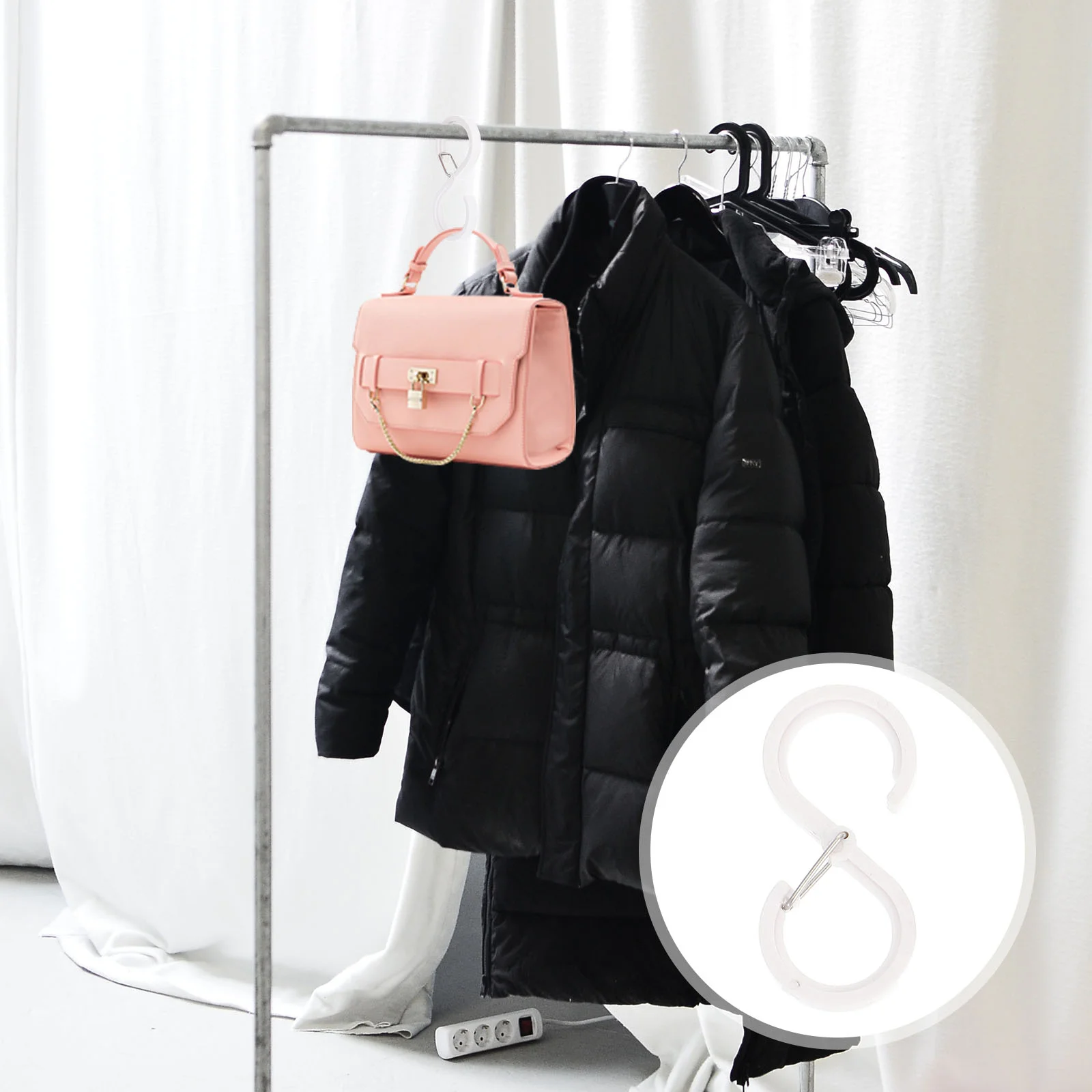 

8 Pcs Hook up S-shaped Coat Hangers No Punching Hooks Pp for Hanging Clothes Heavy Duty