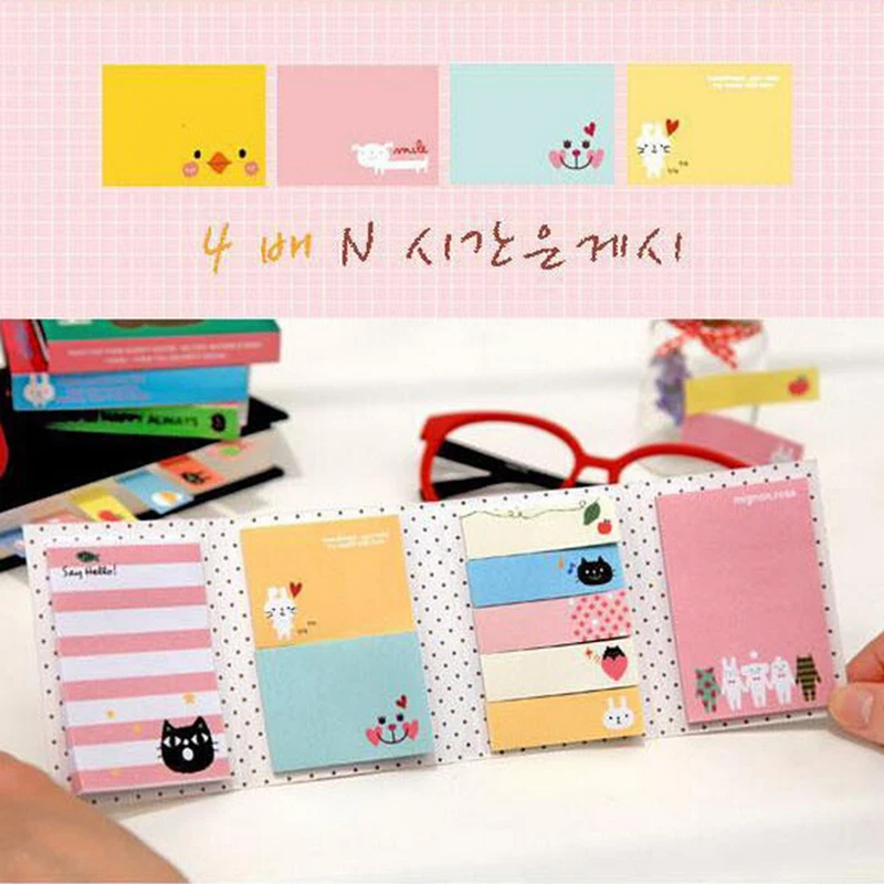 

Sticker Mini Animal Sticky Notes 4 Folding Memo Pad Gifts School Stationery Supplies