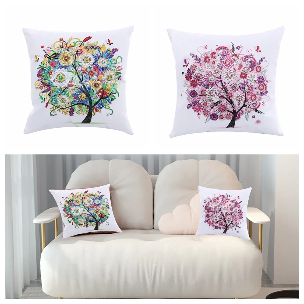 DIY Diamond Painting Pillow Case Crystal Rhinestones Replacement Cushion Case Flowers Diamond Art Pillows Covers 1pc/Set