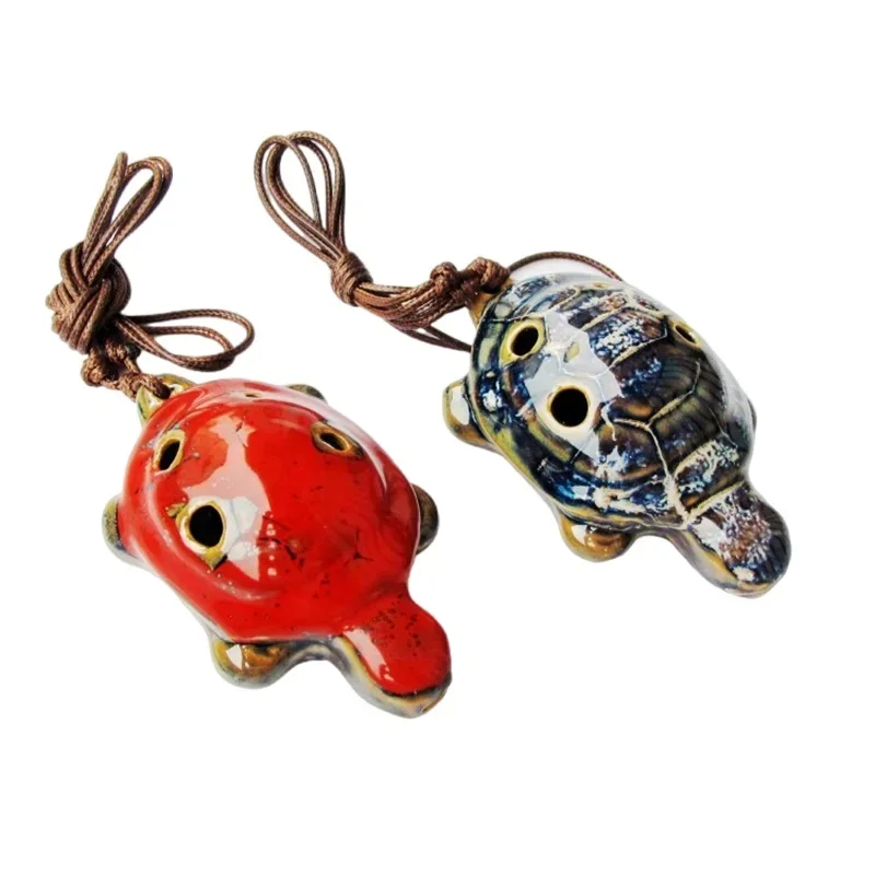 6 Hole Alto Ocarina Cartoon Tortoise Wind Orff Musical Instrument Flute Ceramic Flauta With Lanyard For Childen Student Beginner