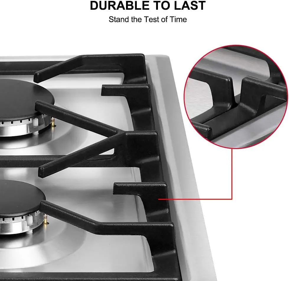 Built In Gas Rangetop High Efficiency Burners, NG/LPG Convertible Stainless Steel Gas Stove