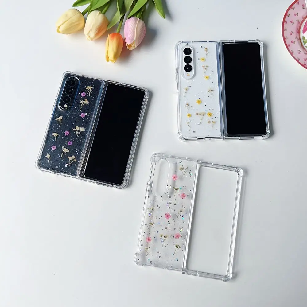 Per Samsung Z Fold 4 Custodia Trasparente Flower Glitter Fold Case Per Samsung Galaxy Z Fold 3 Zfold4 W22 Cover Posteriore Rigida Antiurto
