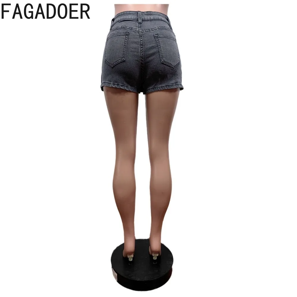 FAGADOER Summer New Denim Pleated Mini Skirts Shorts Women High Waisted Button Pocket Skirts Fashion Female Cowboy Bottoms 2024