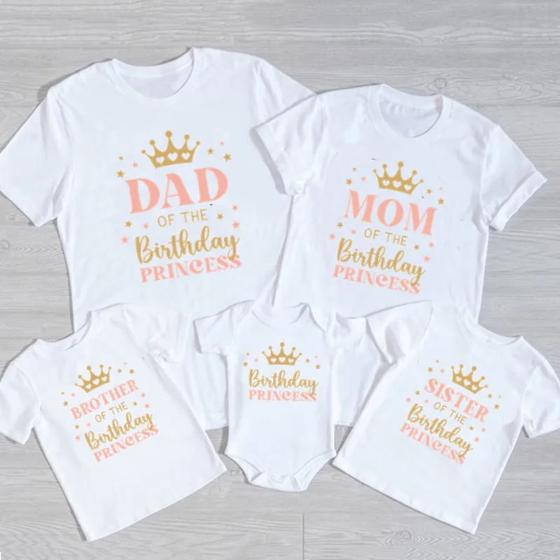 thumbnail image 1 of Lindos disfraces de princesas para cumpleaños, papá, mamá, familia, trajes a juego, camiseta para fiesta de cumpleaños de padre, madre e hijos, 1 of 5
