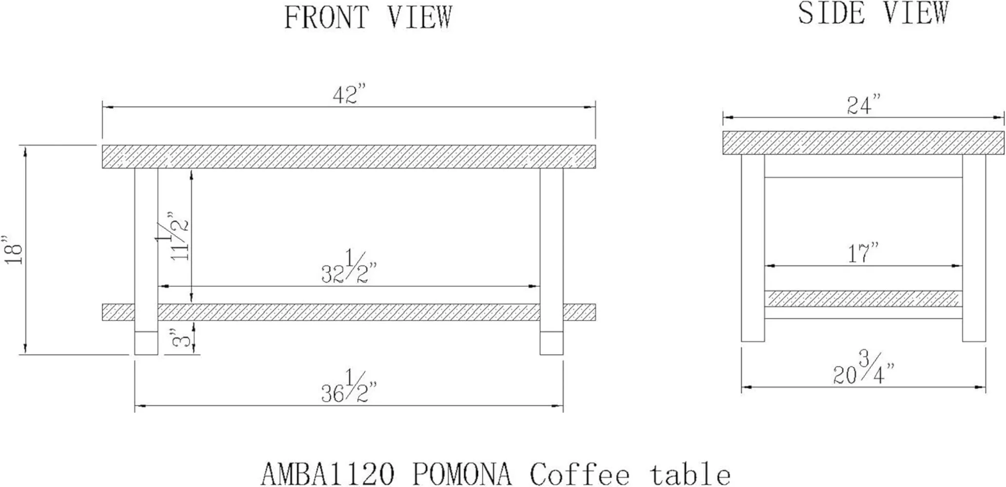Alaterre Furniture Pomona Rustic Industrial Modern Vintage Metal and Solid Wood Coffee Table, Easy Assembly - Image 3
