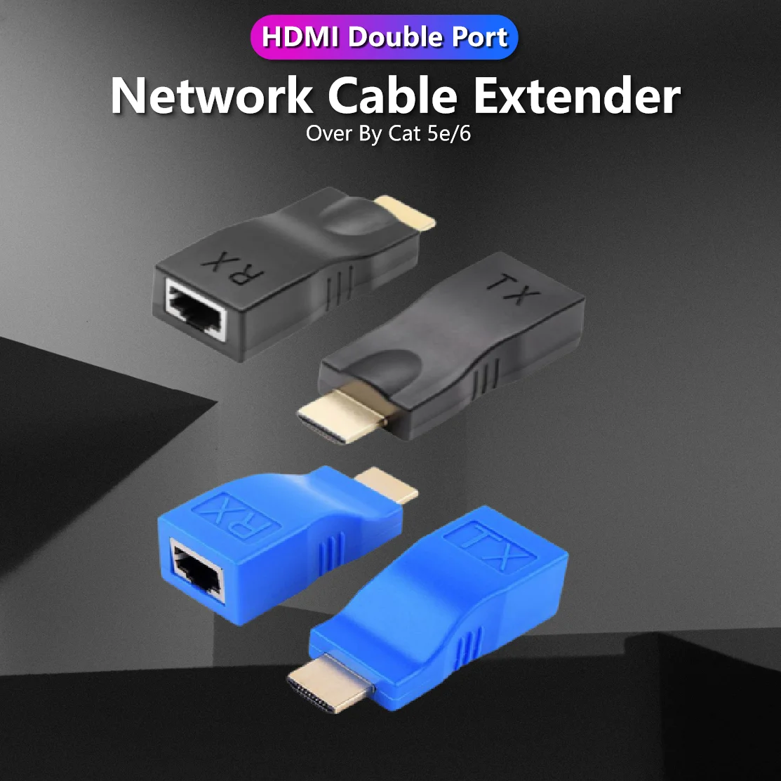 1 Pair RJ45 Network Cable Extender 1080P RJ45 Ports HDMI-Compatible LAN Network HD Extension 30m Over CAT5e/6 UTP