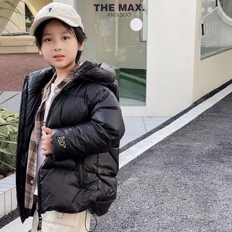 Children's Winter New down Jacket Jacket Black Gold down Boys Girls Middle and Large Children Thickened Short Kids