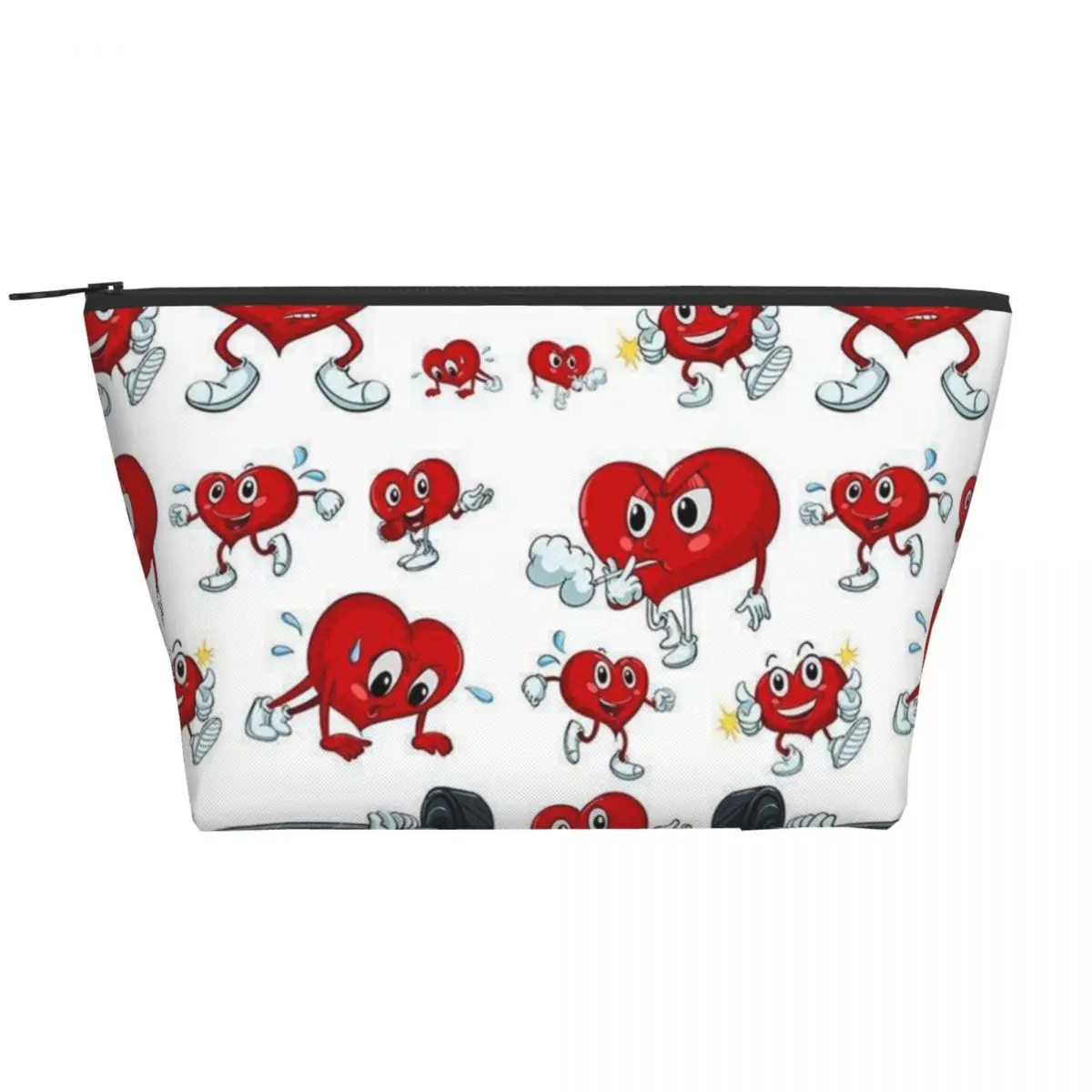 

Cartoon Heart Work Out Trapezoidal Portable Makeup Bags Daily Storage Bag Cosmetic Case for Travel Toiletry Jewelry Bag