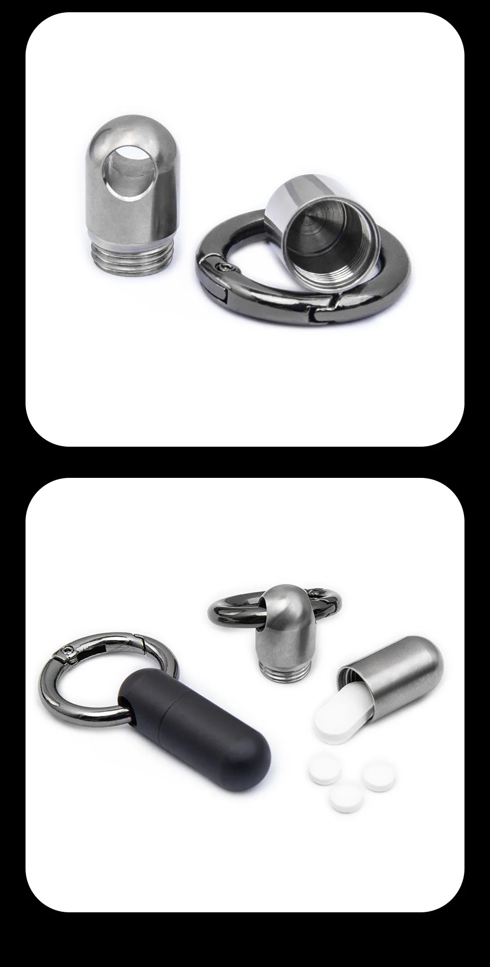 Pure Titanium Waterproof Bunker Portable Small Pill Box Sealed Waterproof Keyring Mini Carry-on First Aid Pill Bottle Three Colo
