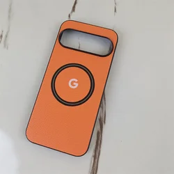 Premium Silicone Litchi Pattern Magnetic Shockproof Phone Case - Pixel 9Pro Fold (Orange)