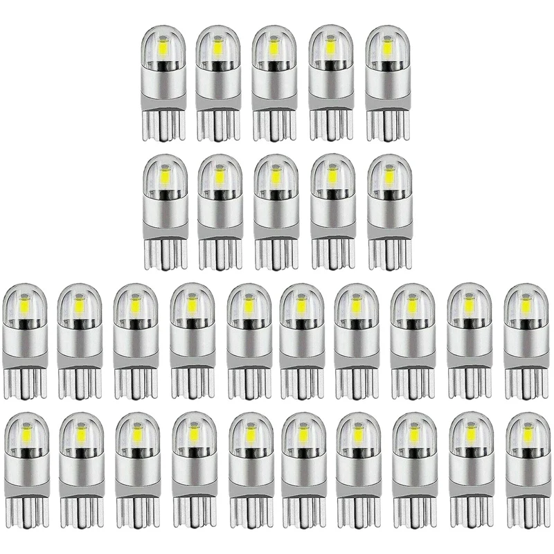 

30 шт., 6000K Canbus T10 168 194 W5W, купольная лицензия, боковой маркер, фотолампа, цвет белый