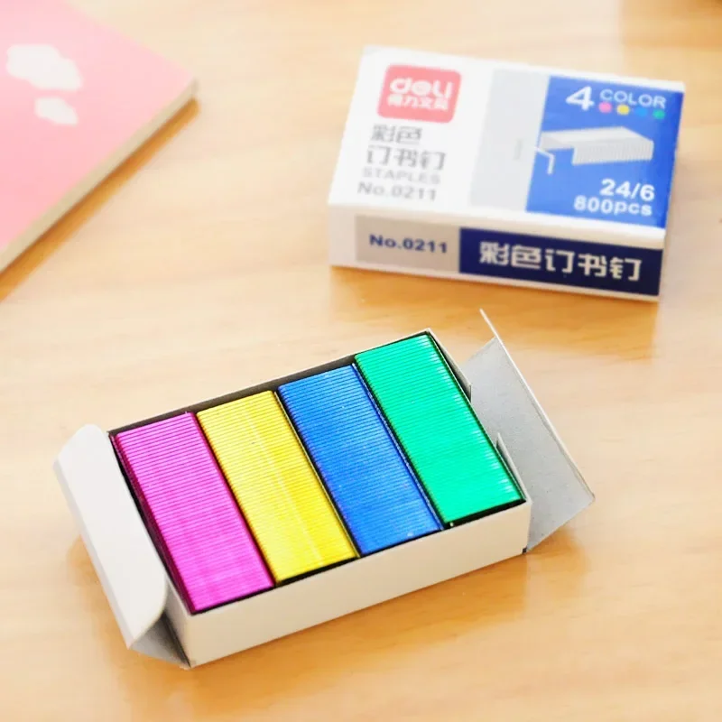 Colorful Stapler Book Staples Stitching Needle 1.2 cm Book Staples 800Pcs/box Office Stationery Supplies stapler pin