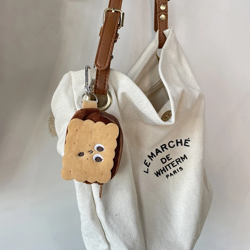 Kawai Biscuit Coin Bags Purse Plush Cake Headphone Organizer Bag Keys Cards Storage Bags Kids Birthday Gifts Schoolbag Pendants key case coin purse card wallet coin wallet plush coin purse change bag toy storage case earbuds storage bag card holders