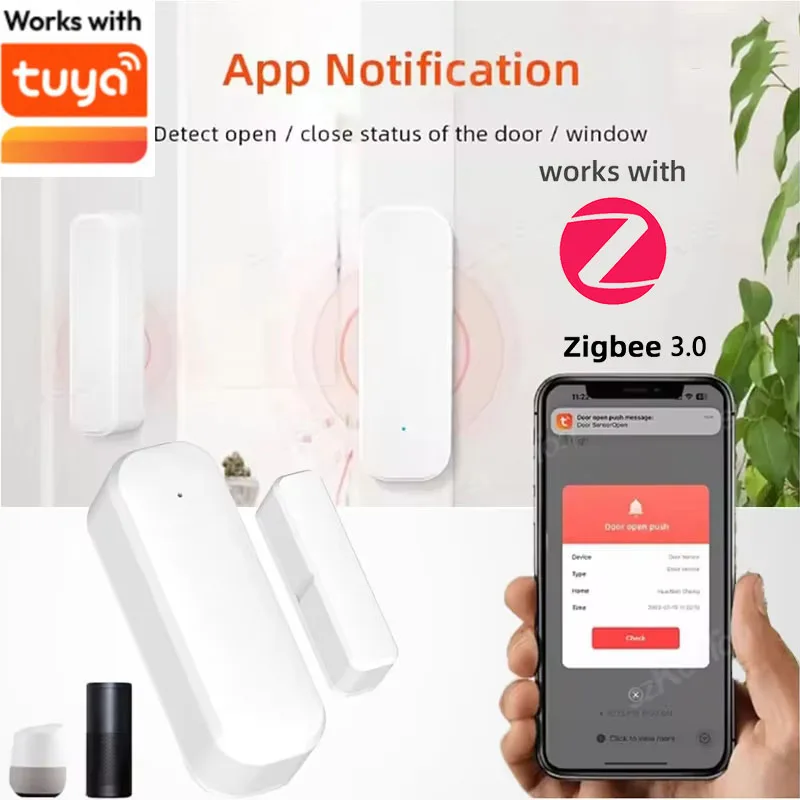 Smart Tuya ZigBee 3.0 Door Window Sensor Magnetic Security Protection Alarm Smart Home Door Open Closed Detector Alexa Google
