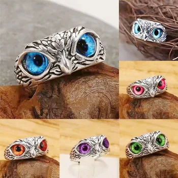 Vintage Devil's Eye Owl Ring Couple Jewelry Index Finger Exaggerated Animal Owl Eye Rings For Women Jewellery Anel Bague 2025
