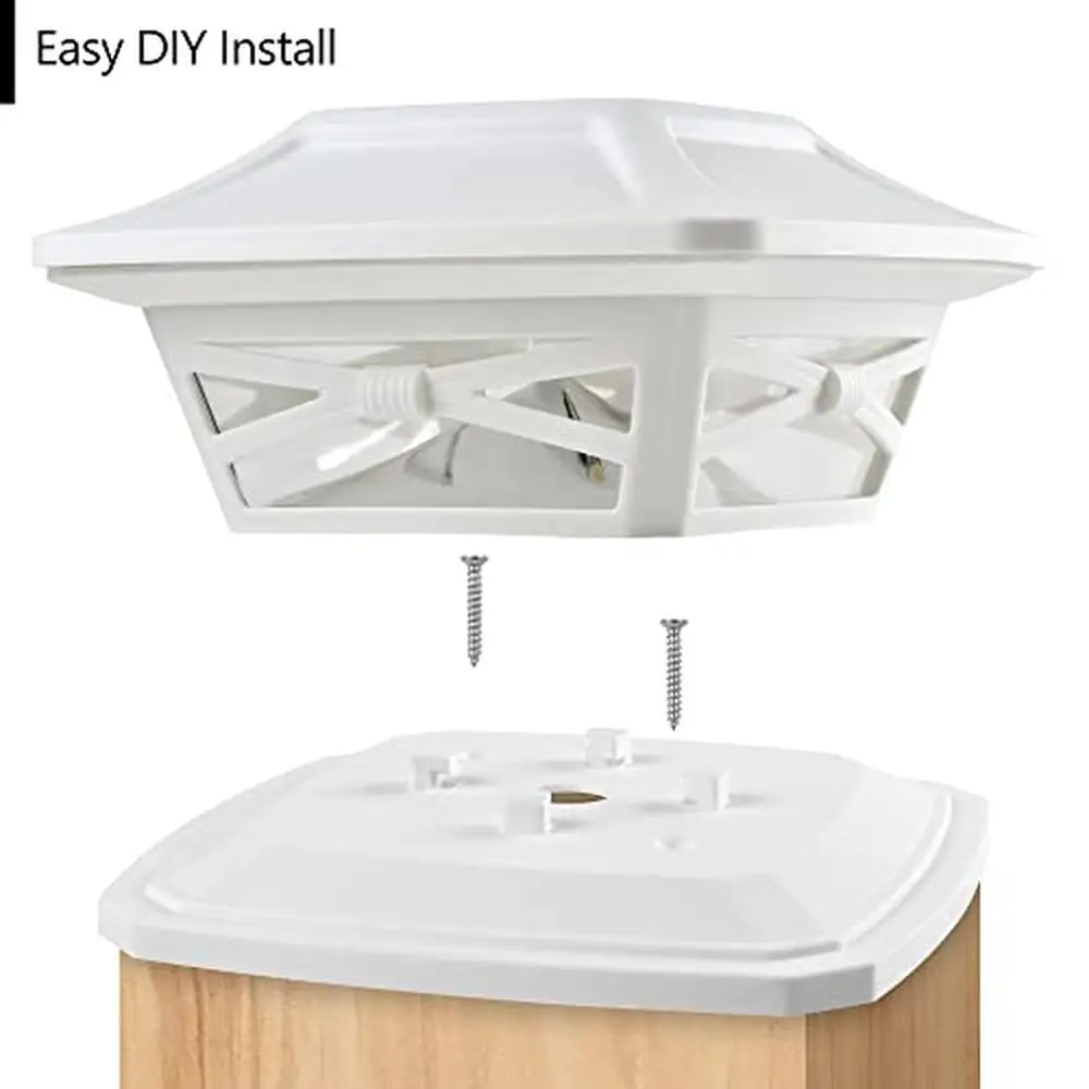 Solar LED Post Cap Lights 8 Pack 4x4 5x5 6x6 Wooden Posts Bright Warm White Light Cordless & Waterproof Includes Different Bases