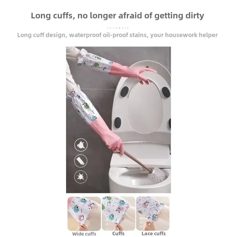 Women's Kitchen Gloves - Durable, Extended Waterproof Rubber Gloves for Dishwashing, Cleaning, Laundry & Household Chores - Comf - 5