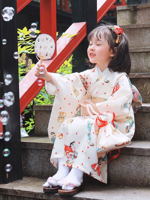 Evaluable familia real Por lo tanto Kimono Tradicional Con Estampado Floral Para Niña, Vestido De Verano, Ropa  De Escenario Para Niño, Yukata Japonesa - Trajes Asiáticos - AliExpress