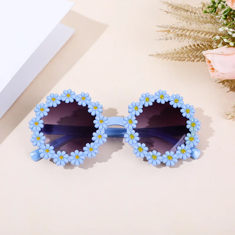 Round Flower Sun Glasses for Kids Cute Daisy Sunglasses Children Outdoor Sun Protection Shades Fashion Funny Party Eyewear