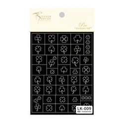 Floral Bloom Nail Art Adhesive Stickers - Abstract Flower Design (Four Leaf)