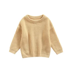 Cozy Knitted Long Sleeve Sweater for Newborns and Toddlers - Unisex Autumn/Winter Pullover (Beige)