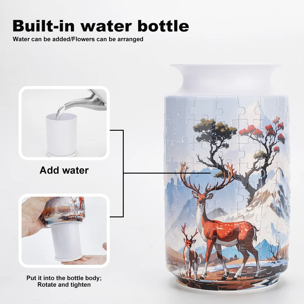 Three-Dimensional Flower Vase Puzzle Creative DIY 3D Puzzle Vase Waterproof Bottles for Arranging Flowers Home Decoration Gift 2