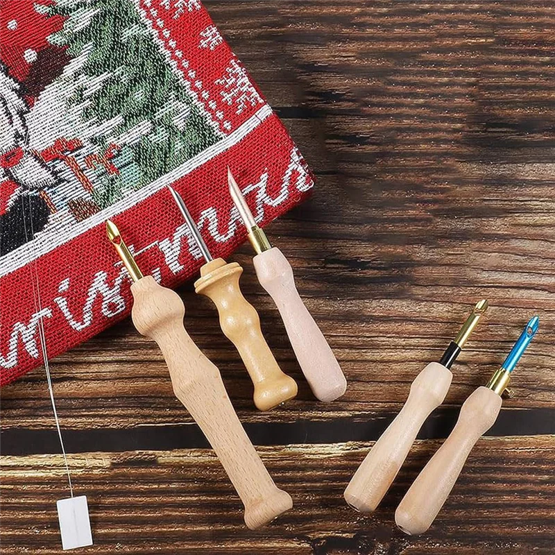 23Pcs Punch Needle Kit, Wooden Punch Needle Set Adjustable For Adults Beginner Embroidery Durable