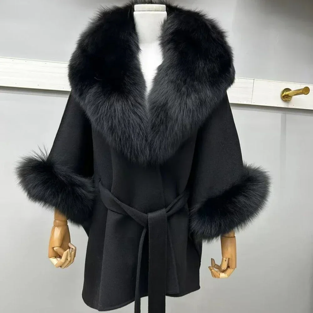 Womens Fashion Winter Pullover Tassel Top With Fur Collar
