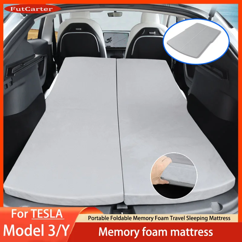 Camping Mattress For Tesla Model Y/3 Portable Foldable Memory Foam Travel Sleeping Mattress Storage Bag Accessories