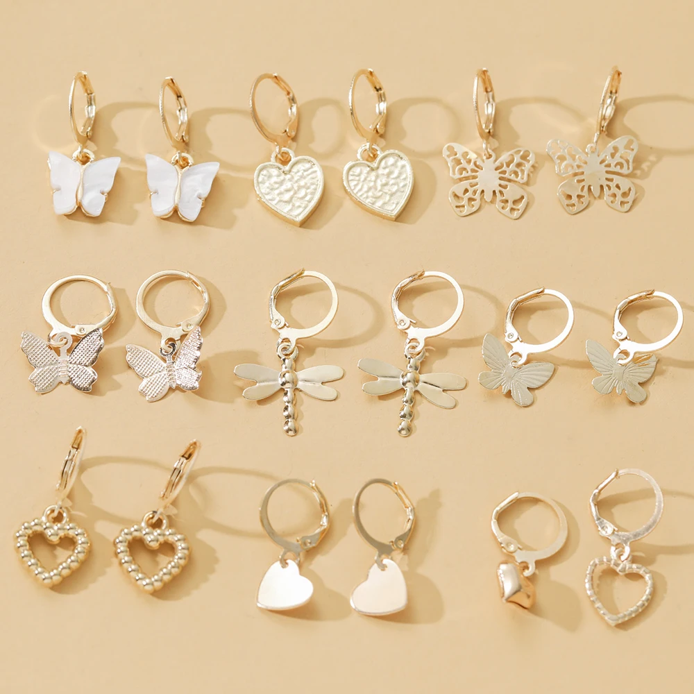 Earrings Set Animal Butterfly Geometric Heart Metal Acrylic Drop Earrings Jewelry for Women Girls dangle earrings,drop earrings,butterfly earrings,animal earrings,acrylic earrings