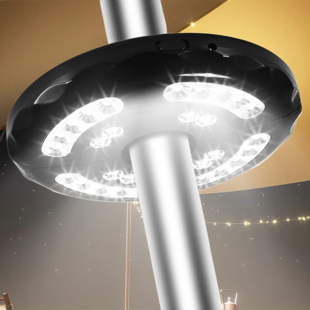 28LED Patio Umbrella Light with Auto-Adjustable Clamp Umbrella Pole Light 3 Lighting Modes Camping Tent Lamp for Outdoor Garden