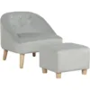 Qaba Kids Sofa Set, Toddler Chair, Sofa & Ottoman for Bedroom, Playroom, Children's Couch for 3-5 Years, Grey 1