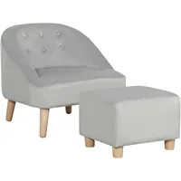 Qaba Kids Sofa Set, Toddler Chair, Sofa & Ottoman for Bedroom, Playroom, Children's Couch for 3-5 Years, Grey 1