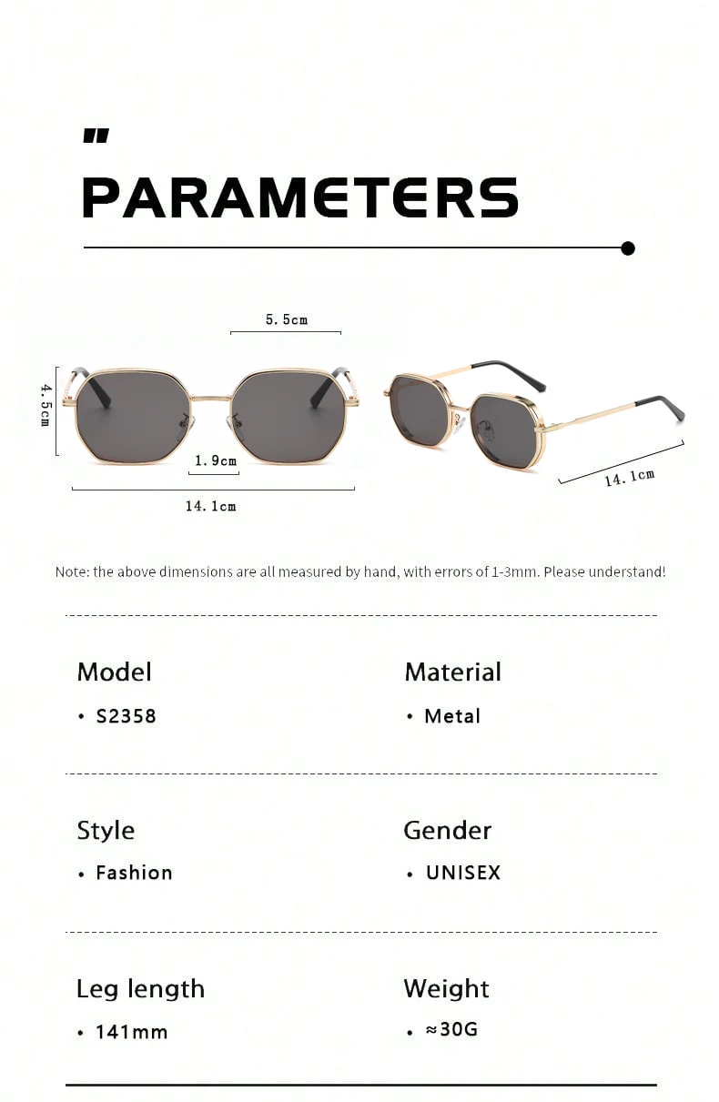 Unisex-Sonnenbrille aus Polycarbonat mit quadratischem, dickem Rand und Metall, UV-Schutz, Sonnenschutz, Fahren, täglicher Gebrauch, modische Brillen – Detail 1