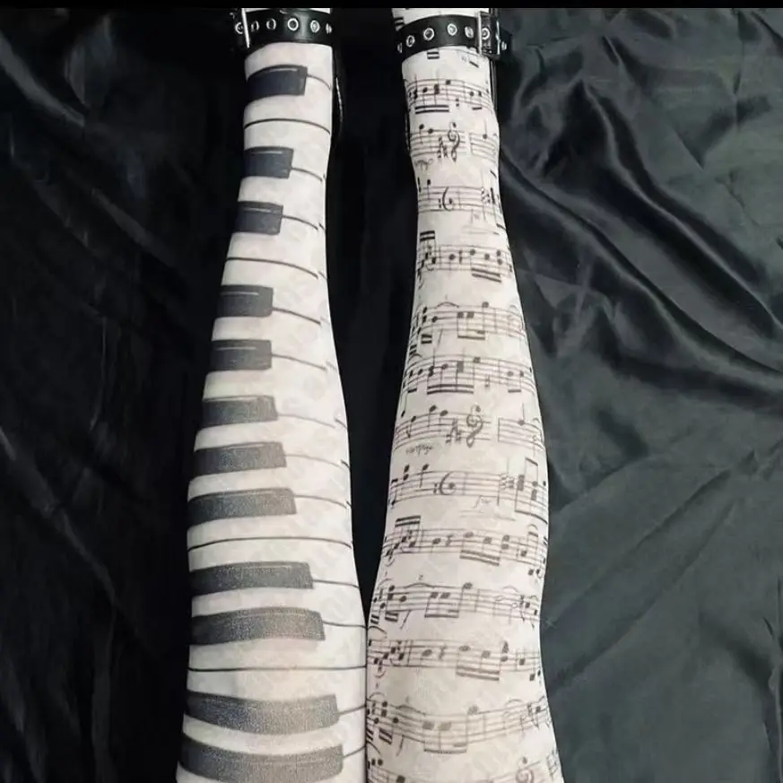 Y2k Long Socks Sexy Subculture Graffiti Punk Print Haraiuku Over Knee Thigh High Stockings Y2K Cosplay Cute Socks Kawaii